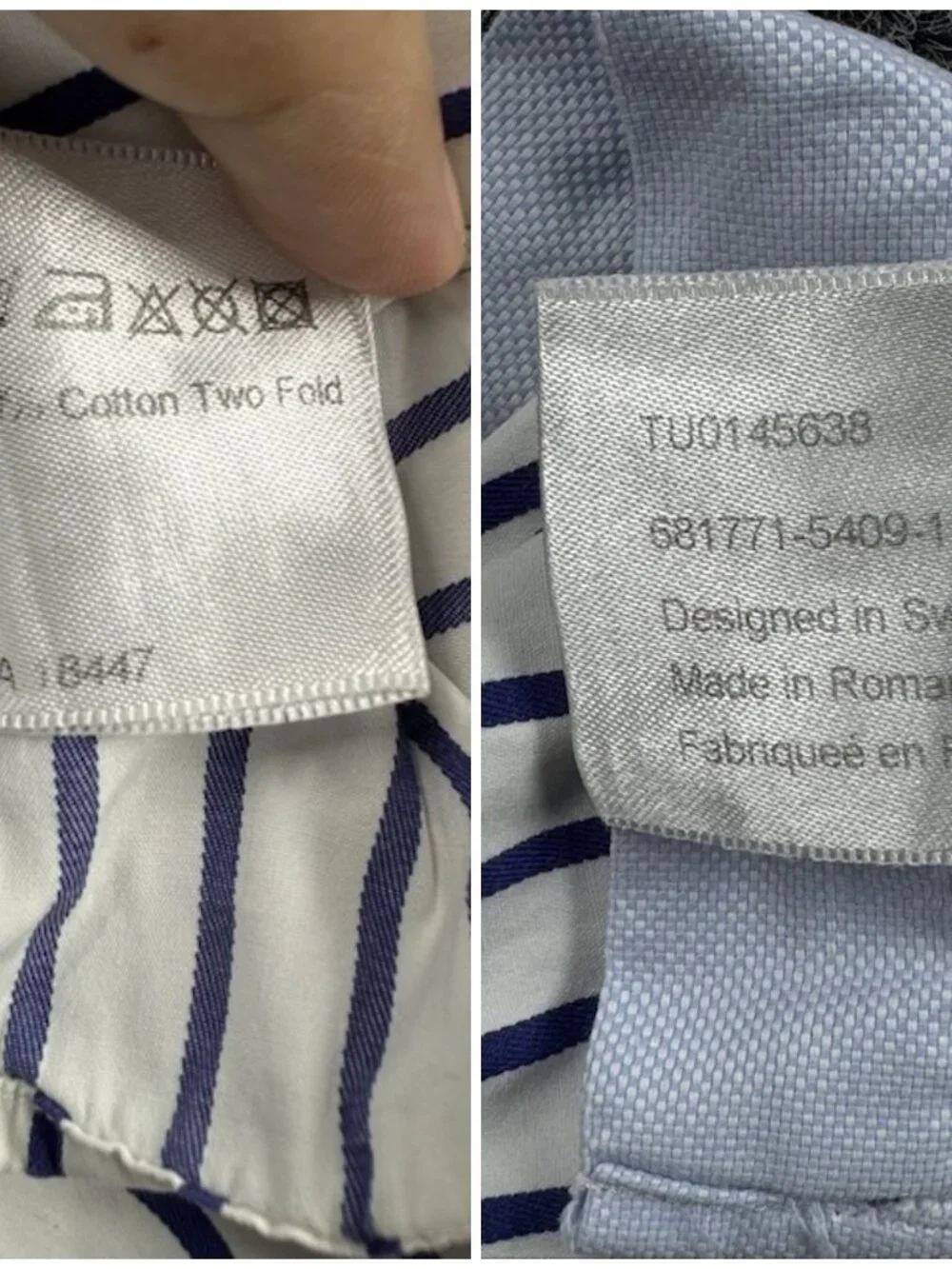 Stenstroms Fitted Body 16.5 Striped Twofold Super Blue White Cotton Shirt Men